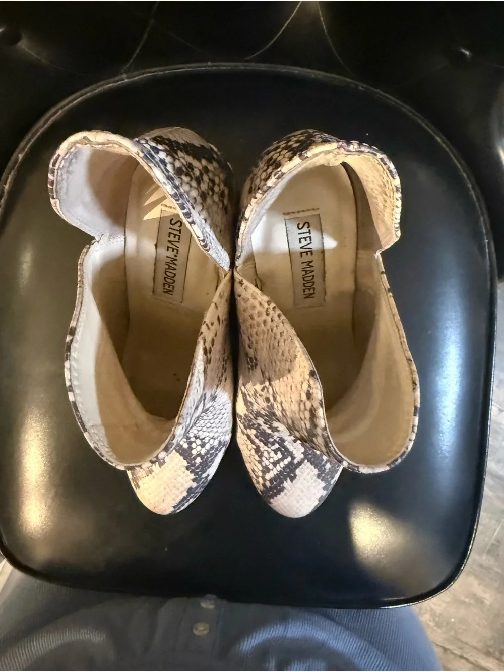 Steve Madden Women’s Snake-Print Pointed Toe Booties - Neutral
